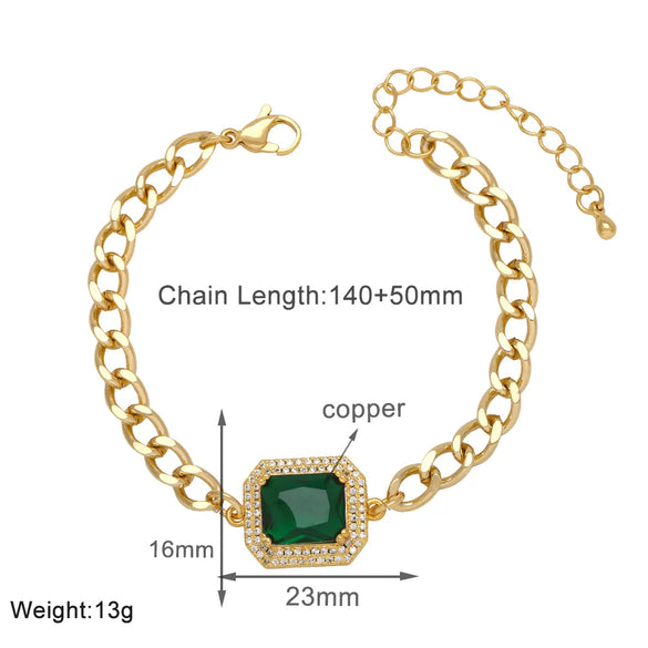 Copper 18K Gold Plated Modern Style Simple Style Plating Inlay Square Zircon Bracelets