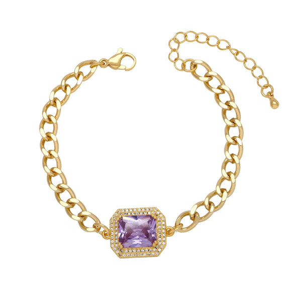 Copper 18K Gold Plated Modern Style Simple Style Plating Inlay Square Zircon Bracelets