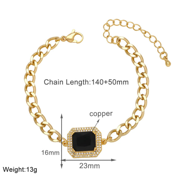 Copper 18K Gold Plated Modern Style Simple Style Plating Inlay Square Zircon Bracelets