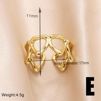 Copper 18K Gold Plated Modern Style Simple Style Plating Inlay Star Heart Shape Bow Knot Zircon Open Rings