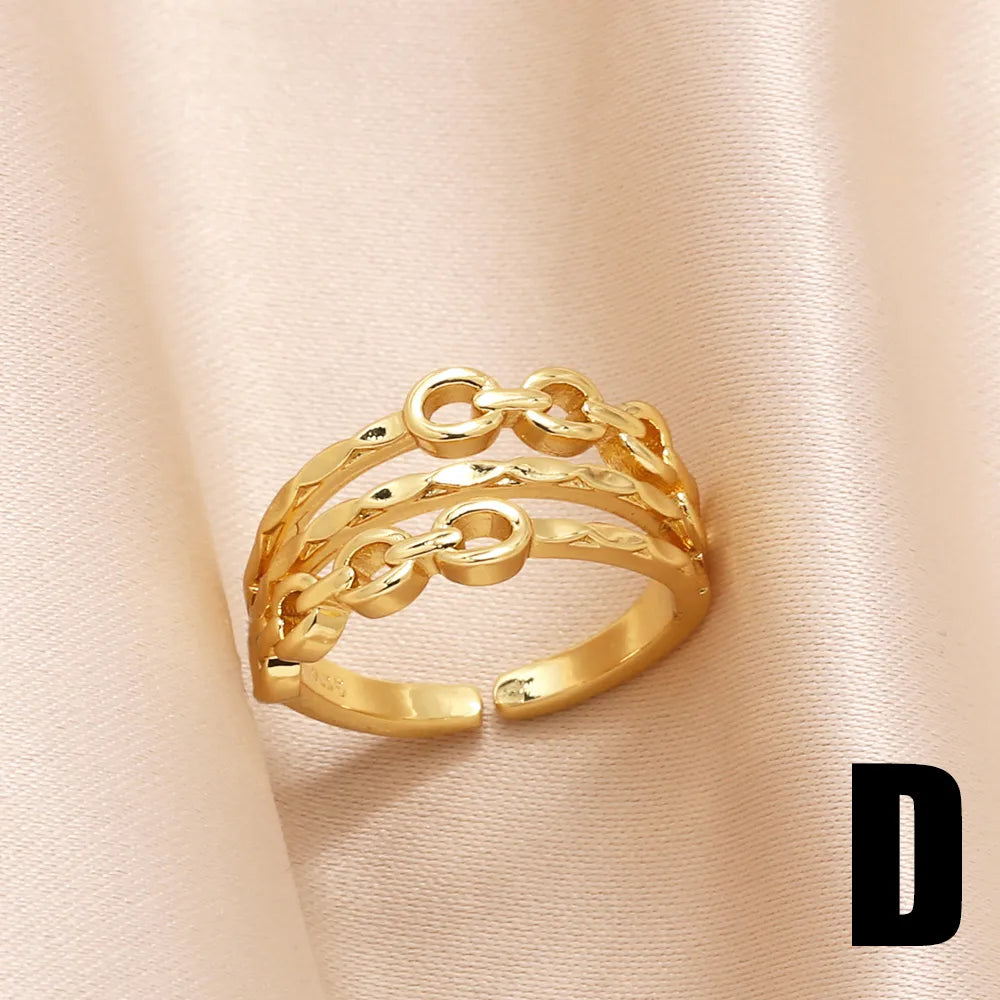 Copper 18K Gold Plated Modern Style Simple Style Plating Inlay Star Heart Shape Bow Knot Zircon Open Rings