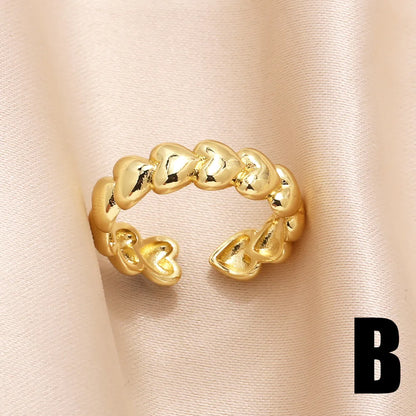 Copper 18K Gold Plated Modern Style Simple Style Plating Inlay Star Heart Shape Bow Knot Zircon Open Rings