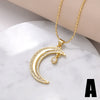 Copper 18K Gold Plated Modern Style Simple Style Plating Inlay Sun Moon Zircon Pendant Necklace