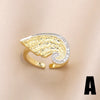 Copper 18K Gold Plated Modern Style Simple Style Plating Inlay Water Droplets Wings Zircon Open Rings