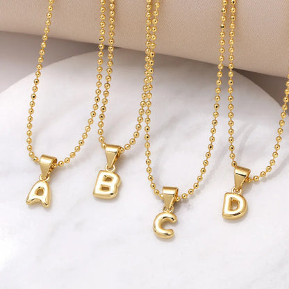 Copper 18K Gold Plated Modern Style Simple Style Plating Letter Pendant Necklace