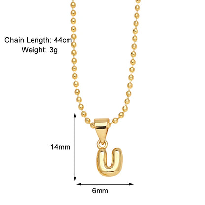 Copper 18K Gold Plated Modern Style Simple Style Plating Letter Pendant Necklace