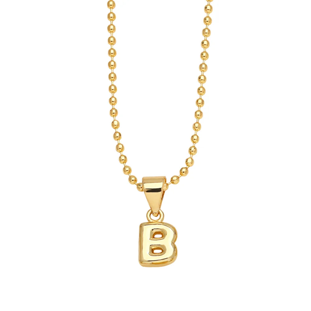 Copper 18K Gold Plated Modern Style Simple Style Plating Letter Pendant Necklace