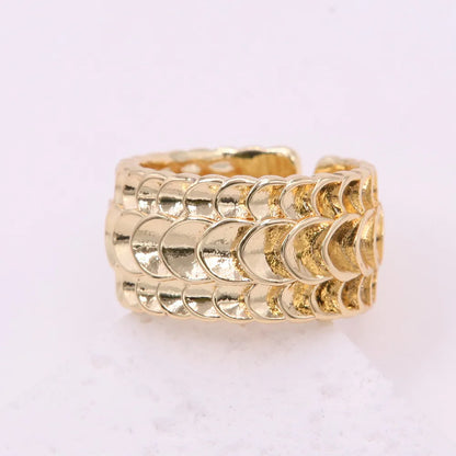 Copper 18K Gold Plated Modern Style Streetwear Cool Style Fish Scales Open Rings