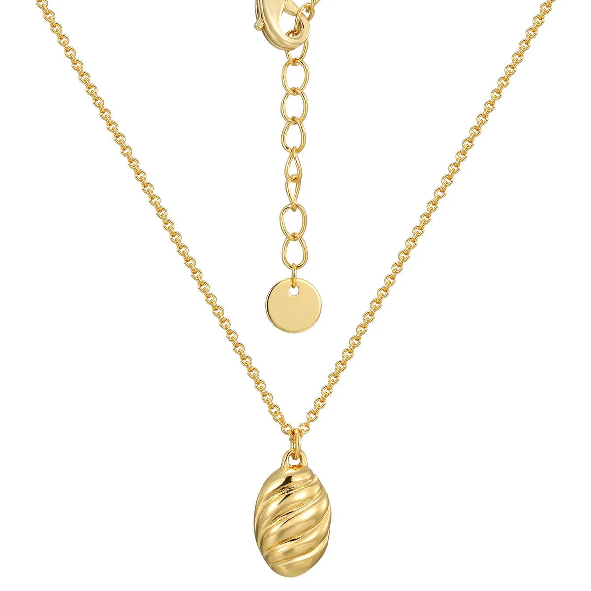 Copper 18K Gold Plated Oval Pendant Necklace