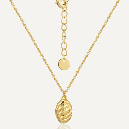 Copper 18K Gold Plated Oval Pendant Necklace