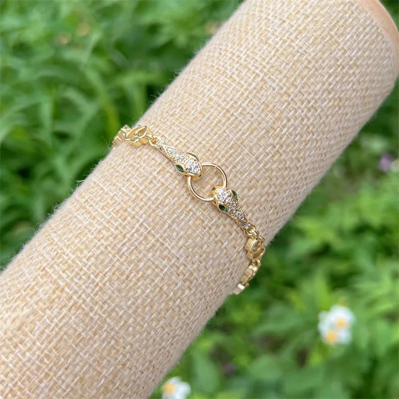 Copper 18K Gold Plated Plating Animal Wolf Snake Bracelets