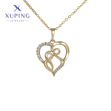 Copper 18K Gold Plated Plating Heart Shape Artificial Gemstones Pendant Necklace