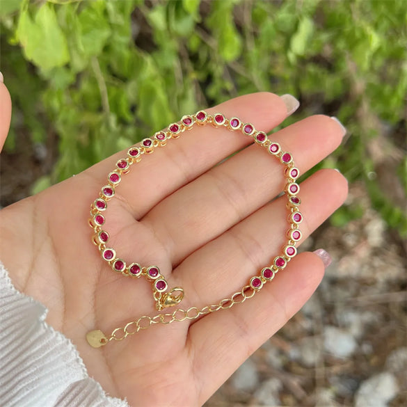 Copper 18K Gold Plated Plating Heart Shape Zircon Bracelets