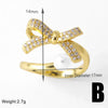 Copper 18K Gold Plated Plating Inlay Bow Knot Zircon Open Rings Rings