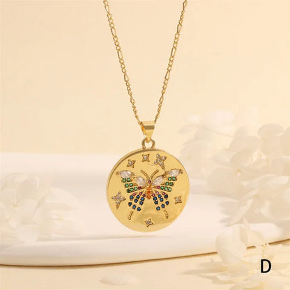 Copper 18K Gold Plated Plating Inlay Butterfly Zircon Pendant Necklace