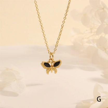 Copper 18K Gold Plated Plating Inlay Butterfly Zircon Pendant Necklace