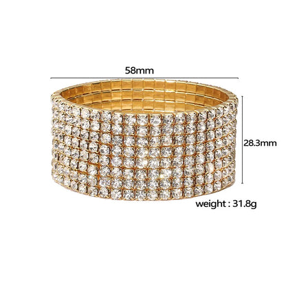 Copper 18K Gold Plated Plating Inlay Circle Zircon Wide Bracelet