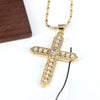 Copper 18K Gold Plated Plating Inlay Cross Artificial Pearls Zircon Pendant Necklace