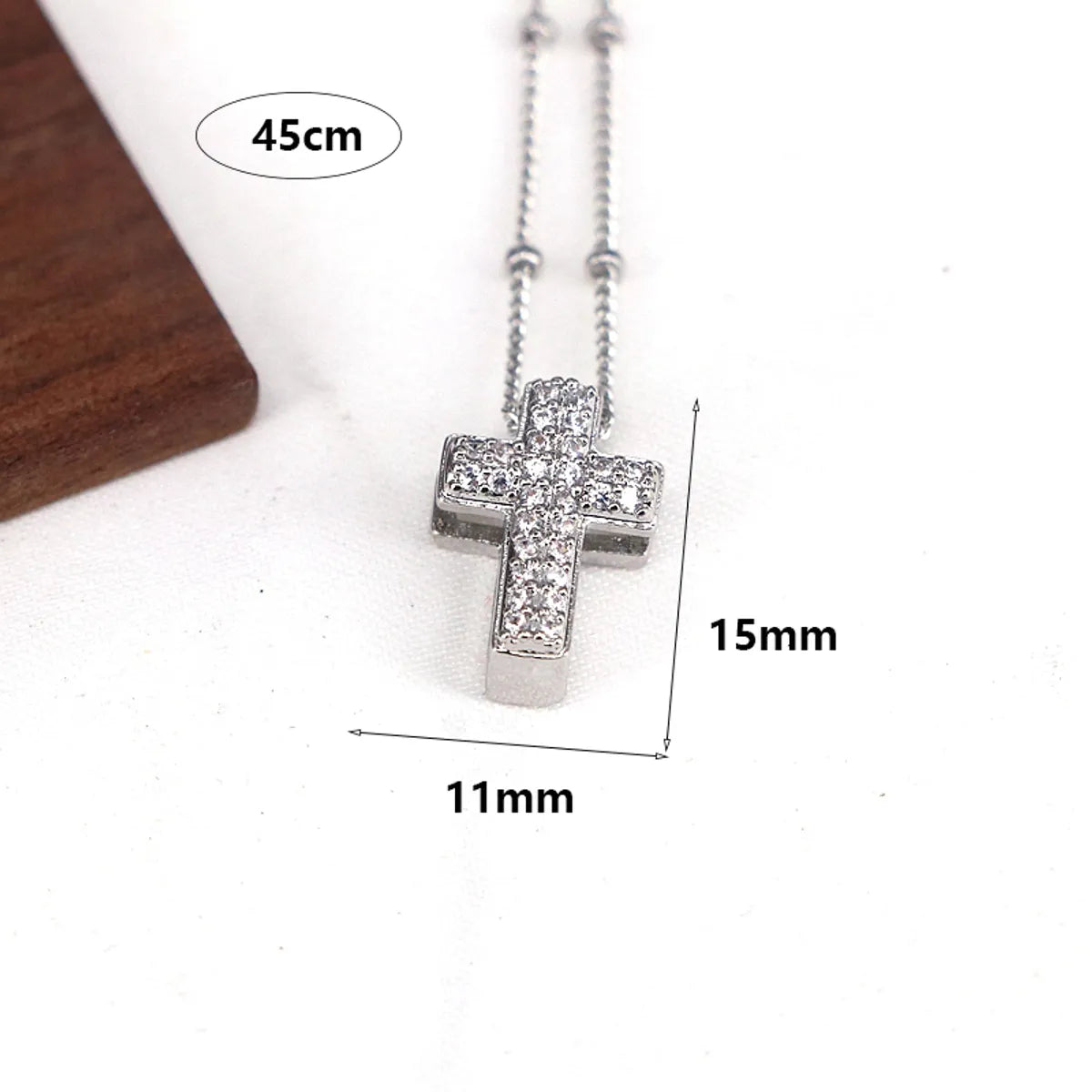 Copper 18K Gold Plated Plating Inlay Cross Heart Shape Zircon Pendant Necklace