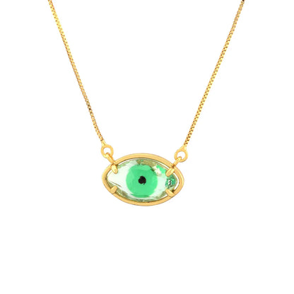 Copper 18K Gold Plated Plating Inlay Devil'S Eye Eye Glass Pendant Necklace