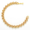 Copper 18K Gold Plated Plating Inlay Flower Petal Zircon Bracelets Necklace Jewelry Set