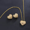 Copper 18K Gold Plated Plating Inlay Heart Shape Artificial Pearls Zircon Jewelry Set