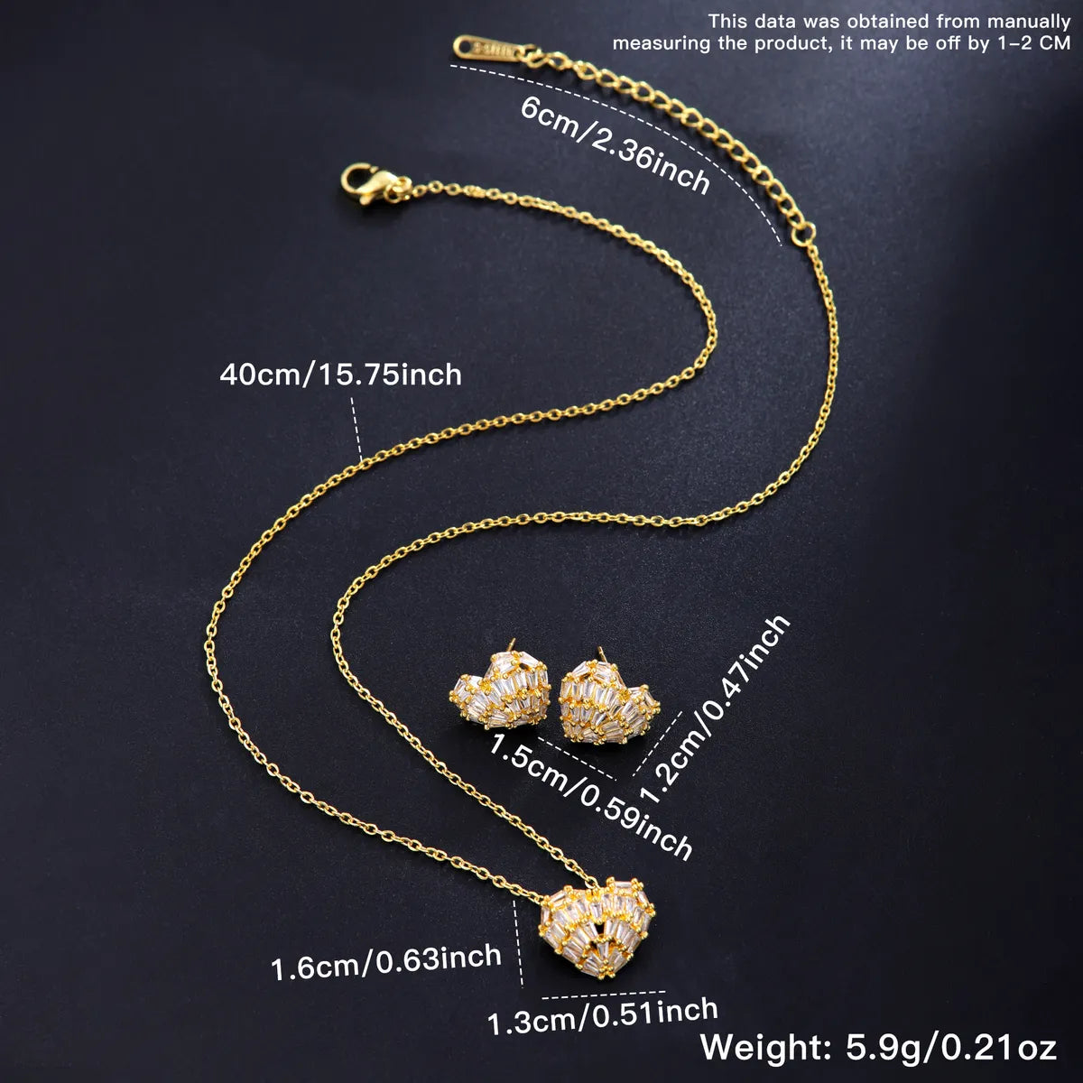 Copper 18K Gold Plated Plating Inlay Heart Shape Artificial Pearls Zircon Jewelry Set