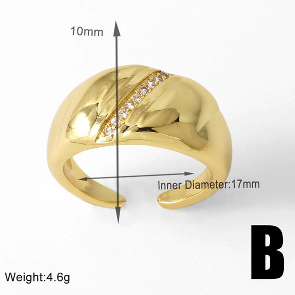 Copper 18K Gold Plated Plating Inlay Irregular Zircon Rings