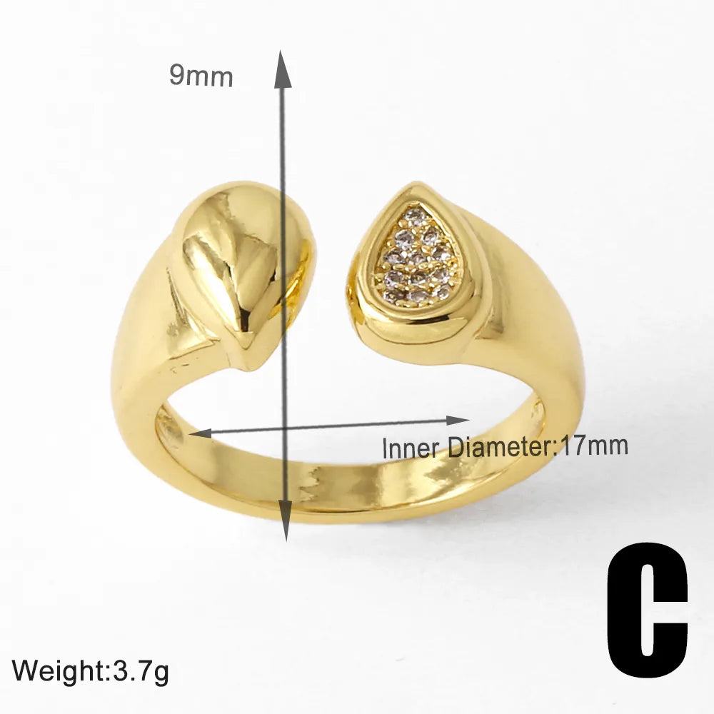 Copper 18K Gold Plated Plating Inlay Irregular Zircon Rings