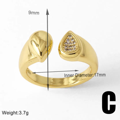 Copper 18K Gold Plated Plating Inlay Irregular Zircon Rings