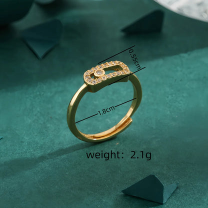 Copper 18K Gold Plated Plating Inlay Solid Color Zircon Rings