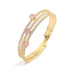 Copper 18K Gold Plated Plating Inlay Square Rhombus Zircon Bangle