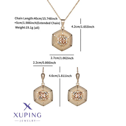 Copper 18K Gold Plated Plating Solid Color Earrings Necklace Jewelry Set