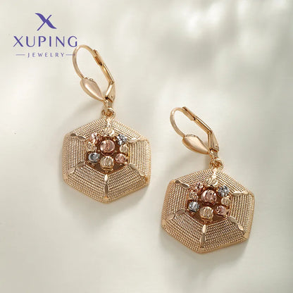 Copper 18K Gold Plated Plating Solid Color Earrings Necklace Jewelry Set