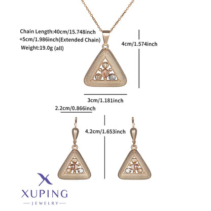 Copper 18K Gold Plated Plating Triangle Earrings Necklace Jewelry Set