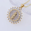 Copper 18K Gold Plated Retro Modern Style Roman Style Enamel Inlay Human Round Zircon Pendant Necklace