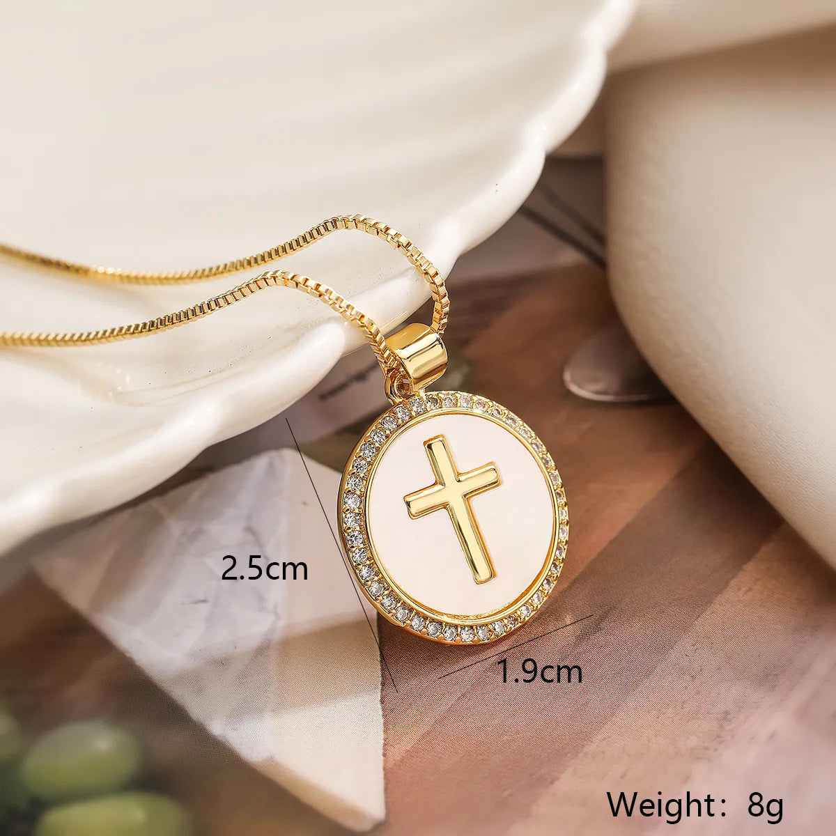 Copper 18K Gold Plated Retro Simple Style Plating Inlay Cross Zircon Pendant Necklace