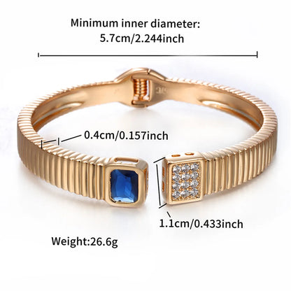 Copper 18K Gold Plated Retro XUPING Inlay Geometric Artificial Gemstones Bangle