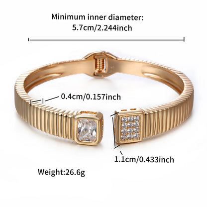 Copper 18K Gold Plated Retro XUPING Inlay Geometric Artificial Gemstones Bangle