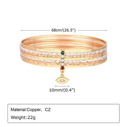 Copper 18K Gold Plated Rose Gold Plated Plating Inlay Devil'S Eye Zircon Bangle