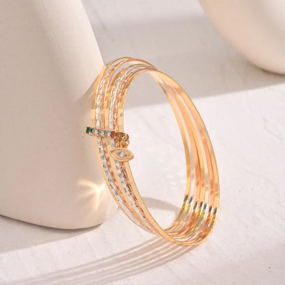 Copper 18K Gold Plated Rose Gold Plated Plating Inlay Devil'S Eye Zircon Bangle