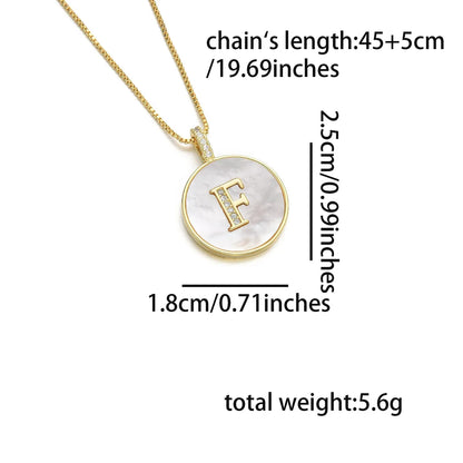 Copper 18K Gold Plated Simple Style Classic Style Inlay Letter Letter Shell Zircon Pendant Necklace