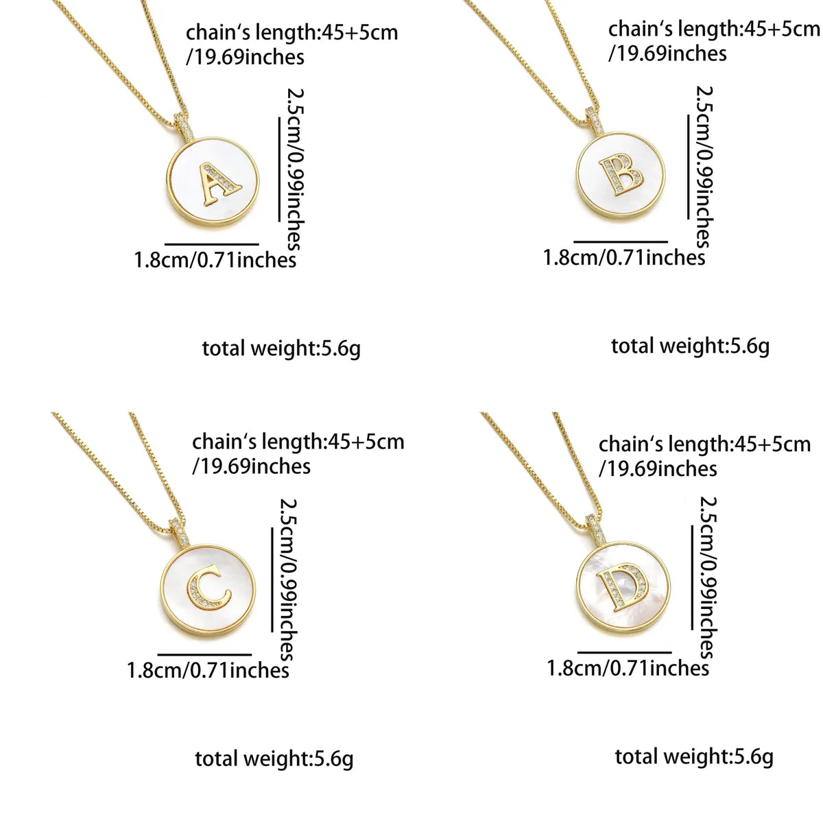 Copper 18K Gold Plated Simple Style Classic Style Inlay Letter Letter Shell Zircon Pendant Necklace