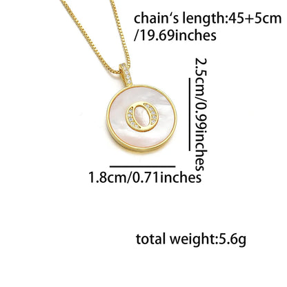 Copper 18K Gold Plated Simple Style Classic Style Inlay Letter Letter Shell Zircon Pendant Necklace