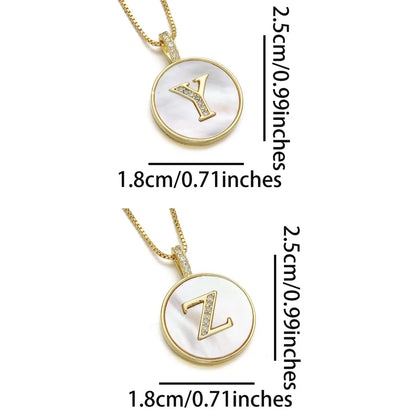 Copper 18K Gold Plated Simple Style Classic Style Inlay Letter Letter Shell Zircon Pendant Necklace