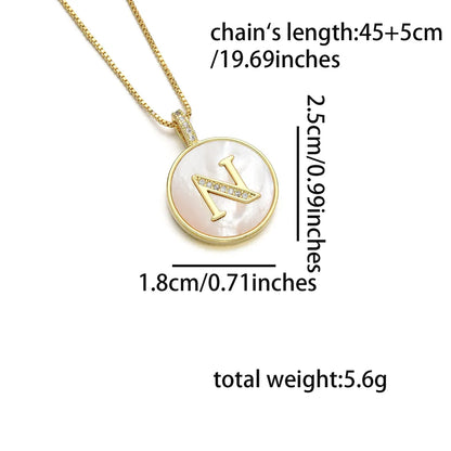 Copper 18K Gold Plated Simple Style Classic Style Inlay Letter Letter Shell Zircon Pendant Necklace