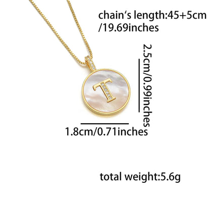 Copper 18K Gold Plated Simple Style Classic Style Inlay Letter Letter Shell Zircon Pendant Necklace