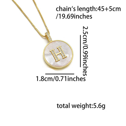 Copper 18K Gold Plated Simple Style Classic Style Inlay Letter Letter Shell Zircon Pendant Necklace