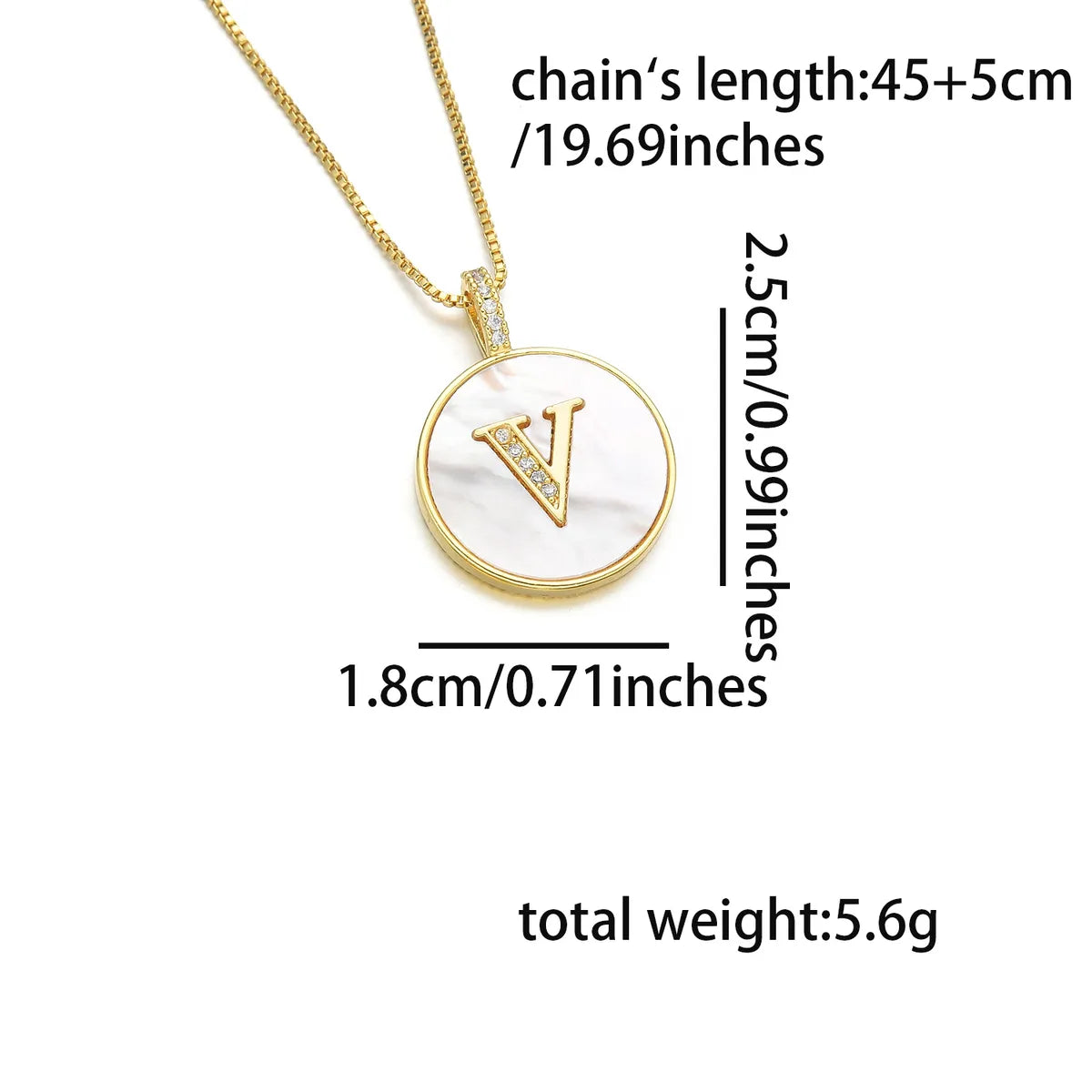 Copper 18K Gold Plated Simple Style Classic Style Inlay Letter Letter Shell Zircon Pendant Necklace