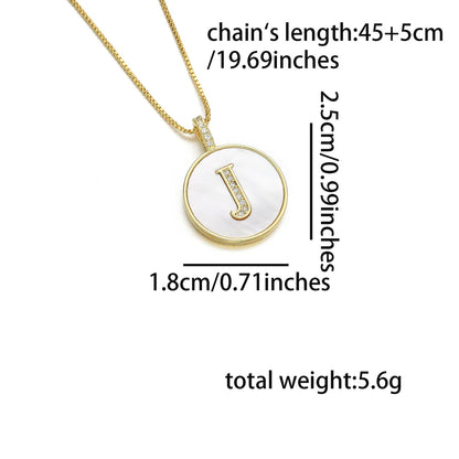 Copper 18K Gold Plated Simple Style Classic Style Inlay Letter Letter Shell Zircon Pendant Necklace